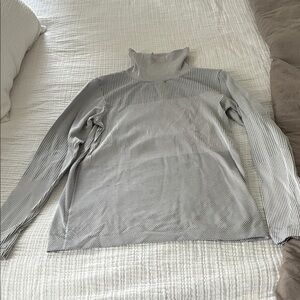 Athleta Black and White Striped Turtleneck